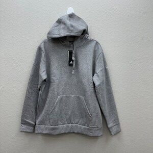 Adidas Grey Fleece Hoodie Pullover Sweatshirt HR8491 Womens size Large NEW